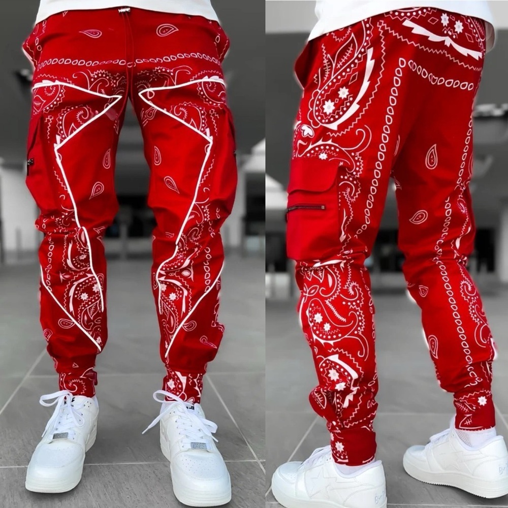 Guapi Cargo Pants Mens 36 Red Bandana Patchwork Limited Edition Streetwear BNWT